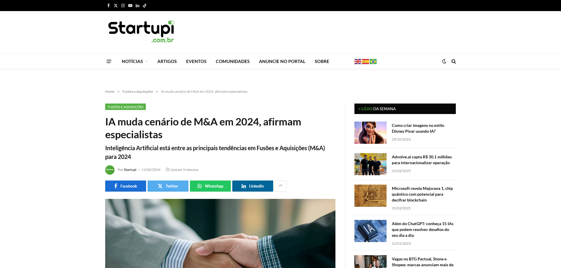 Startupi - IA muda cenário de M&A em 2024, afirmam especialistas - Zaxo